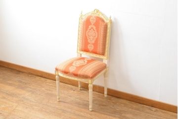 中古　超美品　イタリア高級家具　Mario Colciago&Figli(マリオ・コルチャゴ)　ロココ調　空間を華やかに彩るエレガントなダイニングチェア(サロンチェア、椅子、イス)(定価約24万円)(R-060740)