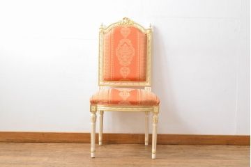 中古　超美品　イタリア高級家具　Mario Colciago&Figli(マリオ・コルチャゴ)　ロココ調　空間を華やかに彩るエレガントなダイニングチェア(サロンチェア、椅子、イス)(定価約24万円)(R-060741)