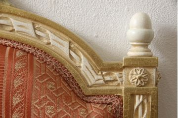 中古　超美品　イタリア高級家具　Mario Colciago&Figli(マリオ・コルチャゴ)　ロココ調　空間を華やかに彩るエレガントなアームチェア(ダイニングチェア、サロンチェア、椅子、イス)(定価約30万円)(R-060742)