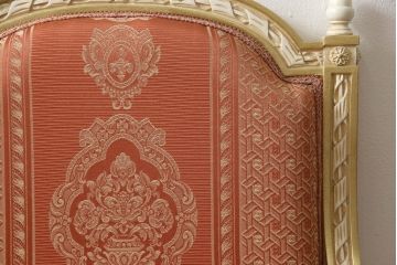 中古　超美品　イタリア高級家具　Mario Colciago&Figli(マリオ・コルチャゴ)　ロココ調　空間を華やかに彩るエレガントなアームチェア(ダイニングチェア、サロンチェア、椅子、イス)(定価約30万円)(R-060742)