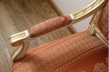 中古　超美品　イタリア高級家具　Mario Colciago&Figli(マリオ・コルチャゴ)　ロココ調　空間を華やかに彩るエレガントなアームチェア(ダイニングチェア、サロンチェア、椅子、イス)(定価約30万円)(R-060742)