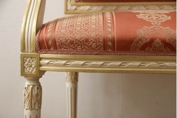 中古　超美品　イタリア高級家具　Mario Colciago&Figli(マリオ・コルチャゴ)　ロココ調　空間を華やかに彩るエレガントなアームチェア(ダイニングチェア、サロンチェア、椅子、イス)(定価約30万円)(R-060742)