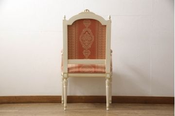 中古　超美品　イタリア高級家具　Mario Colciago&Figli(マリオ・コルチャゴ)　ロココ調　空間を華やかに彩るエレガントなアームチェア(ダイニングチェア、サロンチェア、椅子、イス)(定価約30万円)(R-060742)
