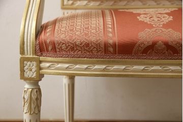 中古　超美品　イタリア高級家具　Mario Colciago&Figli(マリオ・コルチャゴ)　ロココ調　空間を華やかに彩るエレガントなアームチェア(ダイニングチェア、サロンチェア、椅子、イス)(定価約30万円)(R-060743)