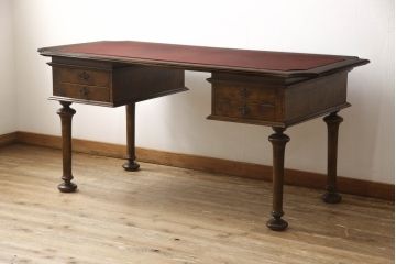 イギリスビンテージ　高級品　ARS LIGNI　マホガニー材製の贅沢なアンティーク調デスク(テーブル、ワークデスク、在宅ワーク、在宅用、ヴィンテージ)(R-060744)