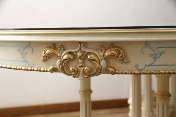 中古　超美品　イタリア高級家具　Mario Colciago&Figli(マリオ・コルチャゴ)　ロココ調　随所に施された装飾が豪華なダイニングテーブル(4人掛け、6人掛け、食卓)(定価約170万円)(R-060745)