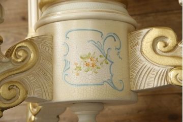 中古　超美品　イタリア高級家具　Mario Colciago&Figli(マリオ・コルチャゴ)　ロココ調　随所に施された装飾が豪華なダイニングテーブル(4人掛け、6人掛け、食卓)(定価約170万円)(R-060745)