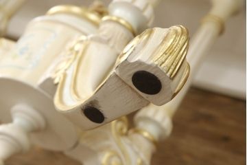 中古　超美品　イタリア高級家具　Mario Colciago&Figli(マリオ・コルチャゴ)　ロココ調　随所に施された装飾が豪華なダイニングテーブル(4人掛け、6人掛け、食卓)(定価約170万円)(R-060745)