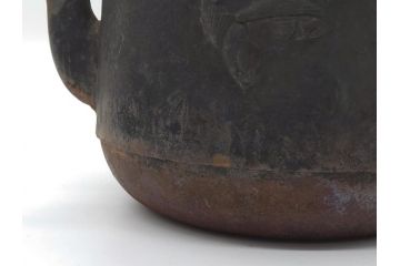 アンティーク　祥雲堂　鳥図やぷっくりしたデザインの摘みが素敵な鉄瓶(銅蓋、茶道具)(R-060751)