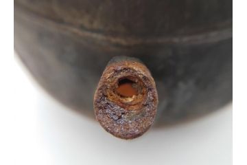 アンティーク　祥雲堂　鳥図やぷっくりしたデザインの摘みが素敵な鉄瓶(銅蓋、茶道具)(R-060751)