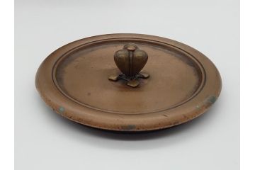 アンティーク　祥雲堂　鳥図やぷっくりしたデザインの摘みが素敵な鉄瓶(銅蓋、茶道具)(R-060751)