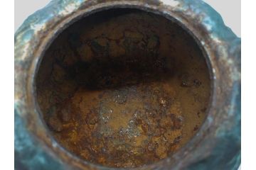 アンティーク　祥雲堂　鳥図やぷっくりしたデザインの摘みが素敵な鉄瓶(銅蓋、茶道具)(R-060751)
