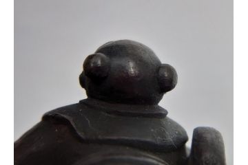 アンティーク　古銅　一生懸命に車を牽く唐子がかわいい御所車薄端(花器、真鍮)(R-060752)