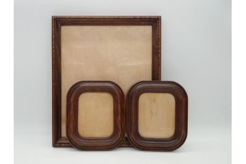 中古　松本民芸家具　深みのある色合いが素敵な額縁と丸みのあるフォルムが温もりを感じるフォトフレーム　3点セット(木製フレーム)(R-060771)