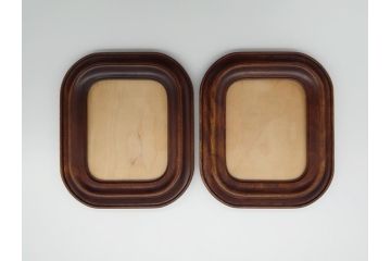 中古　松本民芸家具　深みのある色合いが素敵な額縁と丸みのあるフォルムが温もりを感じるフォトフレーム　3点セット(木製フレーム)(R-060771)