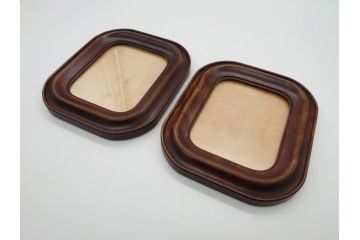 中古　松本民芸家具　深みのある色合いが素敵な額縁と丸みのあるフォルムが温もりを感じるフォトフレーム　3点セット(木製フレーム)(R-060771)