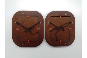 中古　松本民芸家具　深みのある色合いが素敵な額縁と丸みのあるフォルムが温もりを感じるフォトフレーム　3点セット(木製フレーム)(R-060771)
