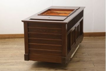 中古　特注品　車箪笥風希少デザインのカウンターテーブル(囲炉裏テーブル、長火鉢、木製火鉢、ダイニングテーブル、4人掛け、6人掛け、食卓)(R-060772)