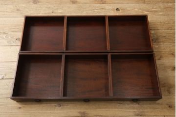 中古　美品　大阪唐木指物　総漆塗り　紫檀(シタン)　和モダンな空間づくりに取り入れやすい六段小引き出し(小物収納、卓上箪笥、チェスト)(R-060776)