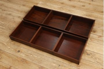 中古　美品　大阪唐木指物　総漆塗り　紫檀(シタン)　和モダンな空間づくりに取り入れやすい六段小引き出し(小物収納、卓上箪笥、チェスト)(R-060776)