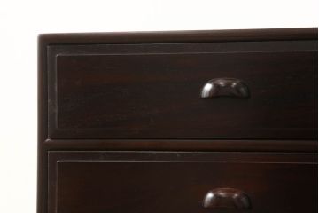 中古　美品　大阪唐木指物　総漆塗り　紫檀(シタン)　和モダンな空間づくりに取り入れやすい六段小引き出し(小物収納、卓上箪笥、チェスト)(R-060776)