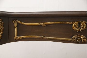 中古　美品　イギリス高級品　THEODORE ALEXANDER(セオドア・アレキサンダー)　なめらかな曲線の猫脚や装飾が優美なデスク(テーブル、机、ワークデスク、在宅ワーク)(定価推定約110万円)(R-060781)