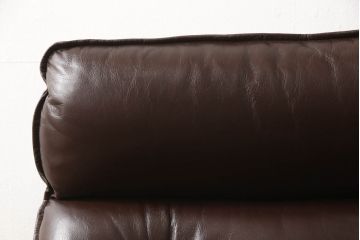 北欧ビンテージ　ノルウェー　LIED MOBLER(リードモブラー)　ブナ材　本革　1人掛け　メンズライクなデザインがかっこいい!　リクライニングチェア+オットマンのセット(1P、アームソファ、アームチェア、フットスツール、レザー、ヴィンテージ)(R-060789)