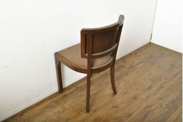 和製アンティーク　オーク材　北欧風な雰囲気を感じさせるモダンデザインのダイニングチェア4脚セット(椅子、イス)(R-060801)