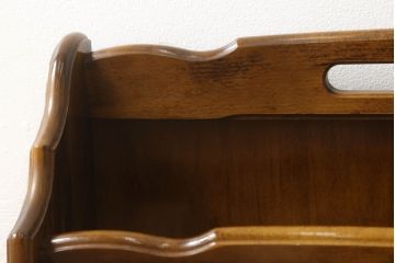 中古　オールドカリモク(karimoku)　和洋どちらのインテリアにも合わせやすい2段マガジンラック(本立て)(R-060804)