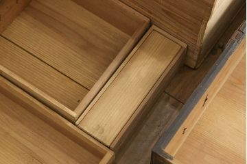 和製アンティーク　前面欅(ケヤキ)材　東北　経年を感じる金具の風合いが味わい深い時代箪笥ローボード(ローチェスト、和タンス、収納箪笥、衣装箪笥、テレビ台、引き出し)(R-060817)