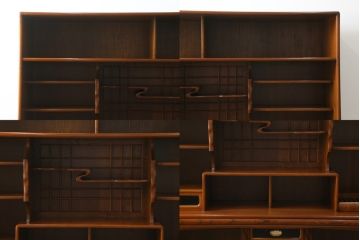 和製ビンテージ　高級工芸家具　蒔絵師　長谷川雅英　欅(ケヤキ)材　六尺　気品溢れる蒔絵や金具が美しい茶箪笥(キャビネット、茶棚、食器棚、収納棚、ヴィンテージ)(R-060821)