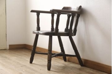 中古　高級品　飛騨産業　PROVINCIAL(プロヴィンシャル・プロビンシャル)　キツツキ　スモーカーズボウチェア(アームチェア、板座チェア、ダイニングチェア)(定価約20万円)(R-060829)
