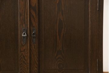 和製アンティーク　栓材　大正ロマン　個性的なデザインが目を惹くキャビネット(食器棚、カップボード、収納棚、戸棚)(R-060838)