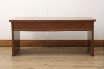 中古　欅(ケヤキ)材　和の趣溢れる文机と小引き出しのセット(座机、ローテーブル、在宅ワーク、デスク、収納)(R-060849)