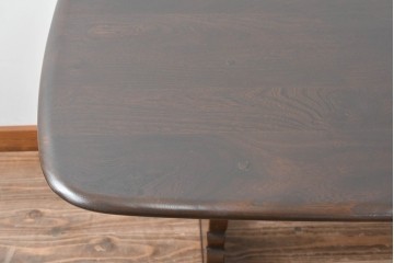 イギリスヴィンテージ　ERCOL(アーコール)　エルム材　クラシカルな雰囲気漂うダイニングテーブル(ヴィンテージ、4人掛け、6人掛け、食卓、作業台)(R-060852)
