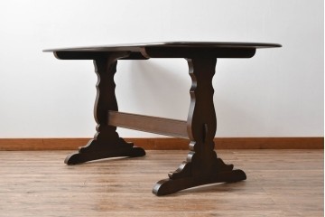 イギリスヴィンテージ　ERCOL(アーコール)　エルム材　クラシカルな雰囲気漂うダイニングテーブル(ヴィンテージ、4人掛け、6人掛け、食卓、作業台)(R-060852)