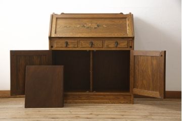 中古　三越　Brugge(ブルージュ)　カントリーテイストのお部屋づくりにオススメのライティングビューロー(簿記机、ワークデスク、在宅ワーク用、在宅用)(R-060854)