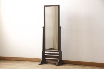 和製ビンテージ　北海道民芸家具　HM350　凛とした佇まいがシックな雰囲気を漂わせる大型ミラー(ヴィンテージ、鏡、姿見)(R-060862)
