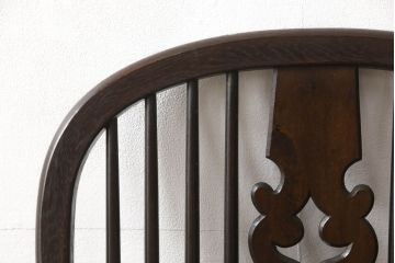 和製ビンテージ　松本民芸家具　#44A型　洋風のクラシカルなデザインが美しいウィンザーチェア(ヴィンテージ、アームチェア、板座チェア、ダイニングチェア、椅子、イス、ウインザーチェア)(定価約18万円)(R-060863)