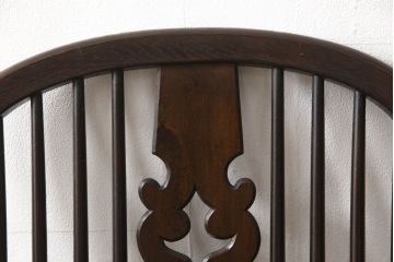 和製ビンテージ　松本民芸家具　#44A型　洋風のクラシカルなデザインが美しいウィンザーチェア(ヴィンテージ、アームチェア、板座チェア、ダイニングチェア、椅子、イス、ウインザーチェア)(定価約18万円)(R-060863)