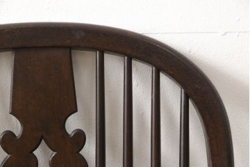 和製ビンテージ　松本民芸家具　#44A型　洋風のクラシカルなデザインが美しいウィンザーチェア(ヴィンテージ、アームチェア、板座チェア、ダイニングチェア、椅子、イス、ウインザーチェア)(定価約18万円)(R-060864)