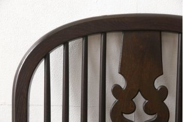 和製ビンテージ　松本民芸家具　#44A型　洋風のクラシカルなデザインが美しいウィンザーチェア(ヴィンテージ、アームチェア、板座チェア、ダイニングチェア、椅子、イス、ウインザーチェア)(定価約18万円)(R-060866)