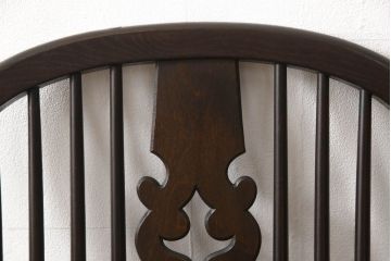 和製ビンテージ　松本民芸家具　#44A型　洋風のクラシカルなデザインが美しいウィンザーチェア(ヴィンテージ、アームチェア、板座チェア、ダイニングチェア、椅子、イス、ウインザーチェア)(定価約18万円)(R-060866)