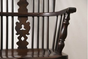 和製ビンテージ　松本民芸家具　#44A型　洋風のクラシカルなデザインが美しいウィンザーチェア(ヴィンテージ、アームチェア、板座チェア、ダイニングチェア、椅子、イス、ウインザーチェア)(定価約18万円)(R-060866)