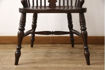 和製ビンテージ　松本民芸家具　#44A型　洋風のクラシカルなデザインが美しいウィンザーチェア(ヴィンテージ、アームチェア、板座チェア、ダイニングチェア、椅子、イス、ウインザーチェア)(定価約18万円)(R-060867)