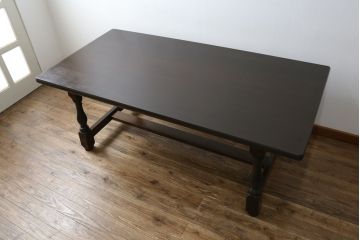 中古　松本民芸家具　LT型食卓　洗練されたモダンな佇まいが魅力のダイニングテーブル(6人掛け、4人掛け、食卓)(定価約61万円)(R-060868)