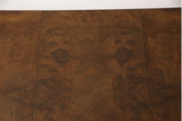 イギリスアンティーク　ウォールナット　天板の玉杢の杢目がいいね!　シンプルで使いやすいデザインのエクステンションテーブル(ダイニングテーブル、2人掛け、4人掛け、6人掛け、伸長式、食卓、作業台、猫脚)(R-060879)