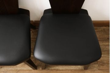 中古　美品　星野民芸(星野民藝)　個性的なデザインが存在感を放つダイニングチェア2脚セット(椅子、イス)(R-060888)