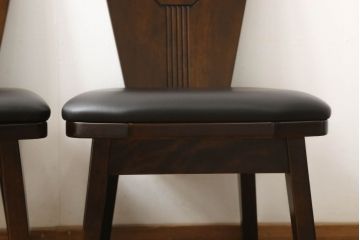 中古　美品　星野民芸(星野民藝)　個性的なデザインが存在感を放つダイニングチェア2脚セット(椅子、イス)(R-060888)