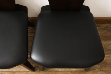 中古　美品　星野民芸(星野民藝)　個性的なデザインが存在感を放つダイニングチェア2脚セット(椅子、イス)(R-060889)